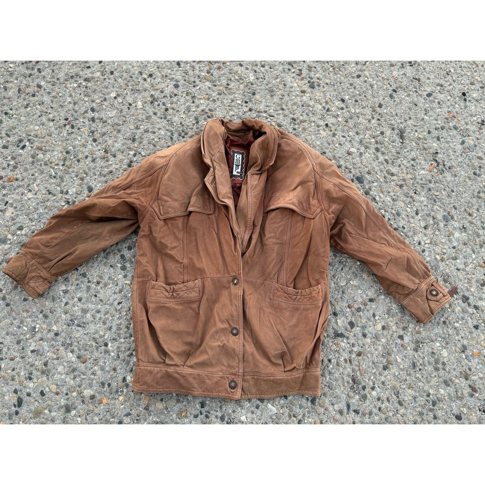 VTG Global Identity GIII Leather Aviator Bomber Flight Jacket Brown Size Medium